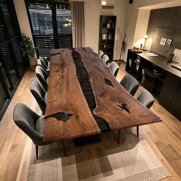 Modedo Black Walnut Epoxy Table – Custom 32" x 72" Handmade