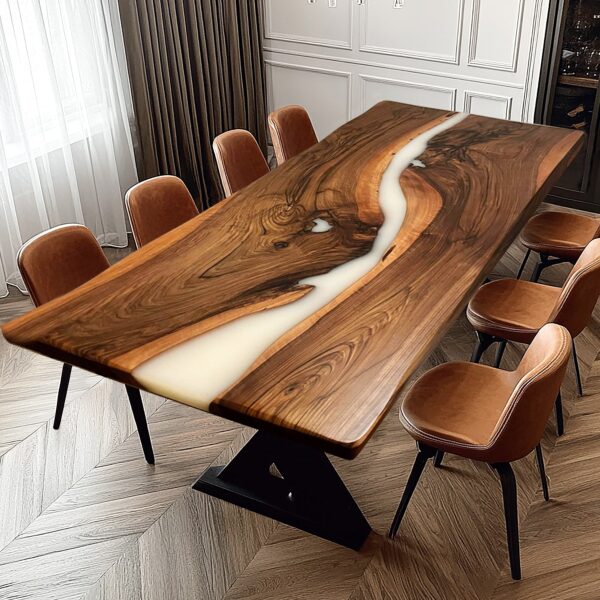 Modedo Black Walnut Lunar Silk Epoxy Table – Live Edge 36" x 72"